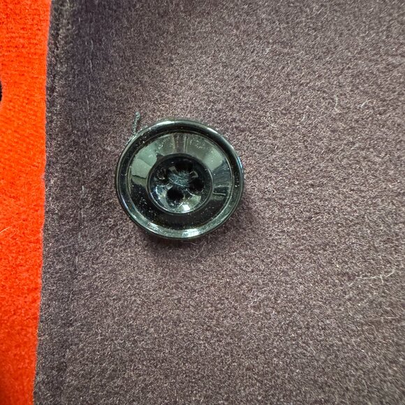 London Fog Wool Coat Burgandy with hood, belt and pockets for women size L - Picture 14 of 15